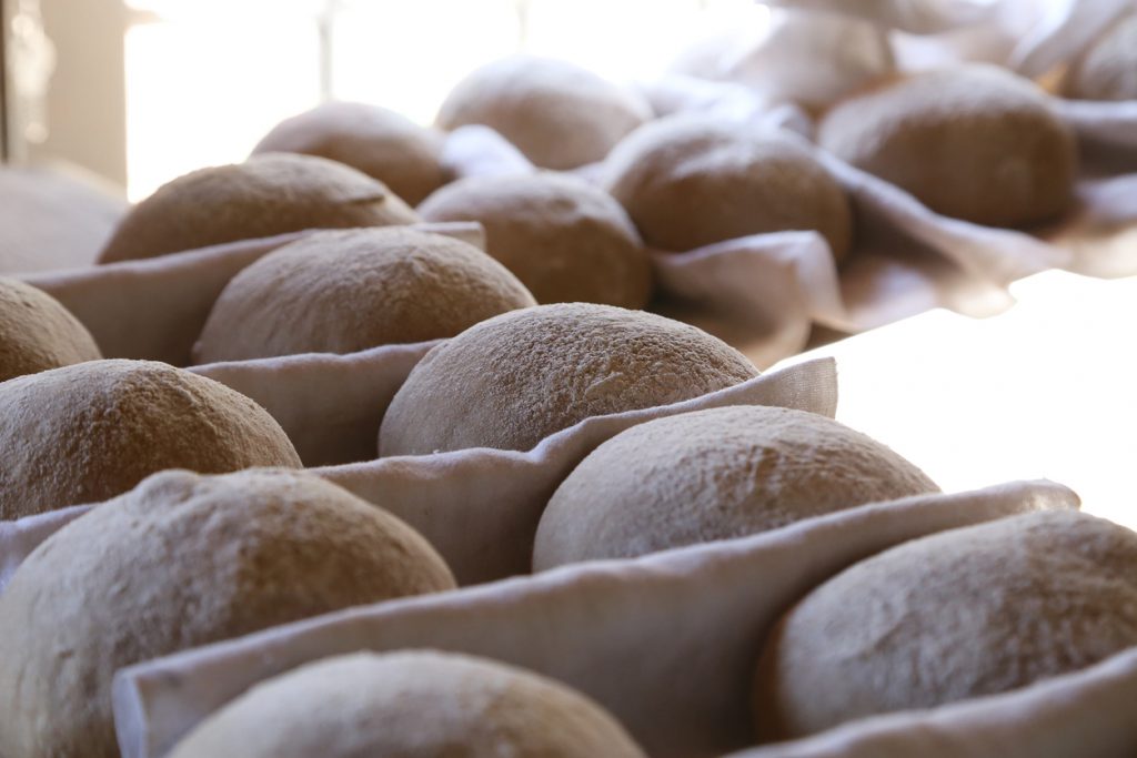 Baking bread Fresh white bread buns